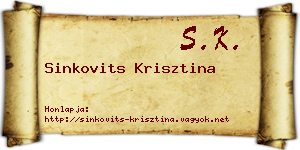 Sinkovits Krisztina névjegykártya